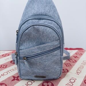 Compact Light Blue Crossbody Sling Bag for Women